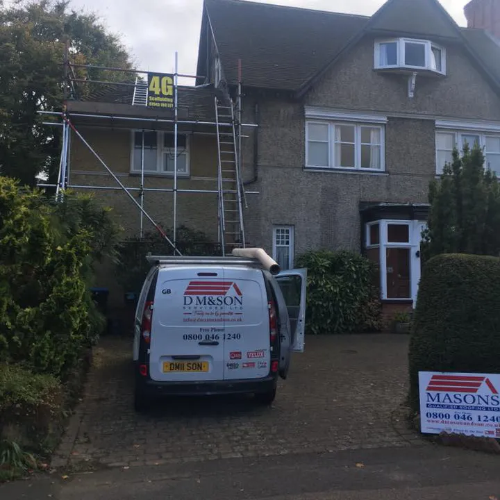 our van outside a job